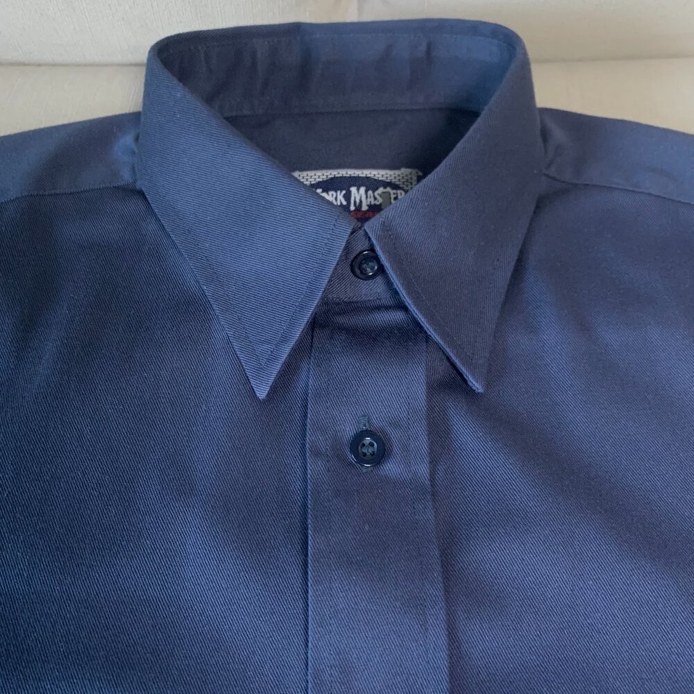 Vintage Work Master Tough Series Long Sleeve Causal Shirt Minimal Navy Classic - Picture 8 of 13